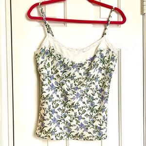 LOFT White and Blue Floral Camisole